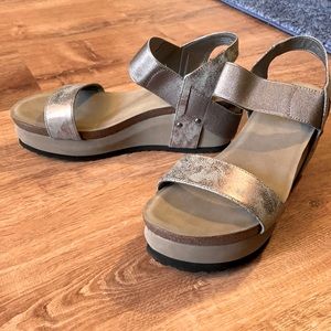 Hocus Pocus brand wedge sandal. Pewter. Size 11. Worn once. Excellent condition